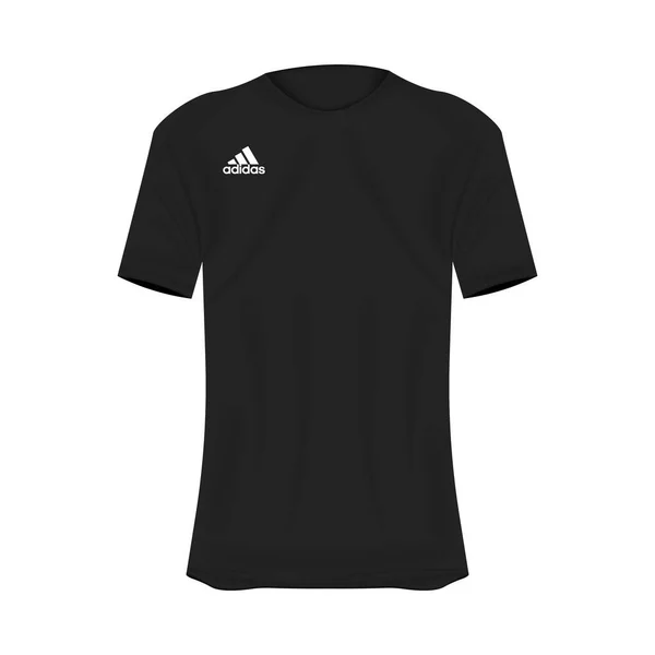Футболка Логотипом Addidas Черного Цвета Макет Реалистичной Рубашки Короткими Рукавами — стоковый вектор