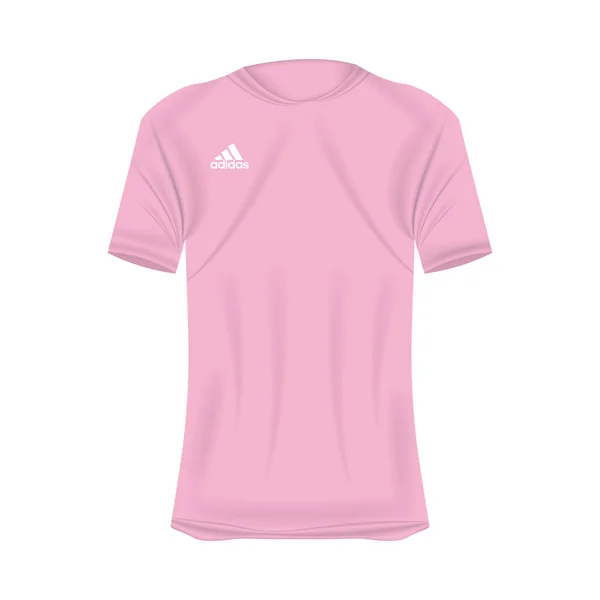 Adidas Логотип Макет Футболки Розовых Цветах Макет Реалистичной Рубашки Короткими — стоковый вектор