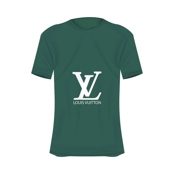 Louis Vuitton Logo Shirt Mockup Cores Verdes Mockup Camisa Realista — Vetor de Stock