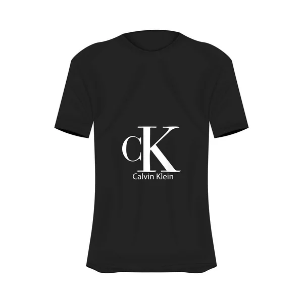 Logo Calvin Klein Camiseta Maqueta Colores Negros Mockup Camisa Realista — Archivo Imágenes Vectoriales
