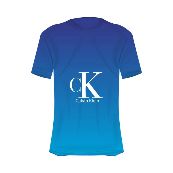 Логотип Calvin Klein Макет Футболки Голубых Тонах Макет Реалистичной Рубашки — стоковый вектор