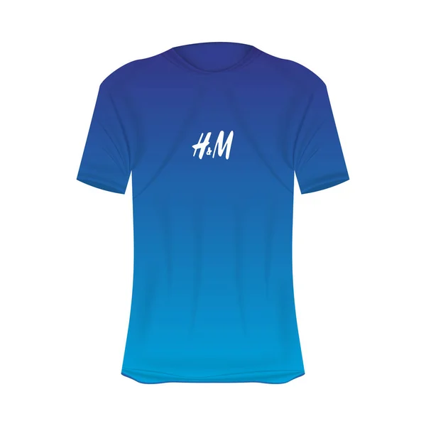 Logotipo Shirt Mockup Cores Azuis Mockup Camisa Realista Com Mangas — Vetor de Stock