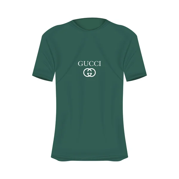 Gucci Logotipo Shirt Mockup Cores Verdes Mockup Camisa Realista Com — Vetor de Stock