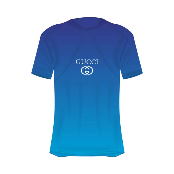 Mockup Gucci Logo Shirt Nei Colori Blu Mockup Camicia Realistica — Vettoriale Stock
