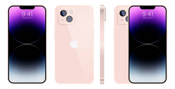 Apple Iphone Teléfono Inteligente Disponible Color Rosa Nuevo Iphone Pro — Vector de stock