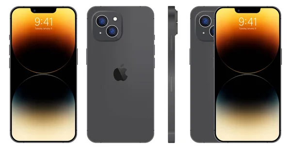 Apple Iphone Teléfono Inteligente Disponible Color Negro Nuevo Iphone Pro — Vector de stock
