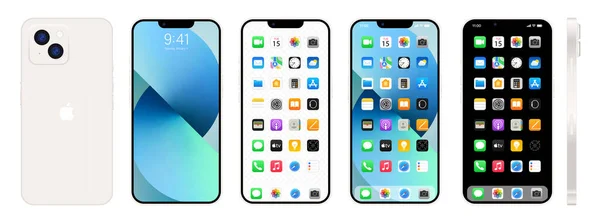 Nuevo Iphone Blanco Apple Inc Smartphone Con Ios Pantalla Bloqueada — Vector de stock