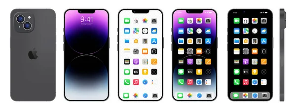 Nuevo Iphone Negro Apple Inc Smartphone Con Ios Pantalla Bloqueada — Vector de stock