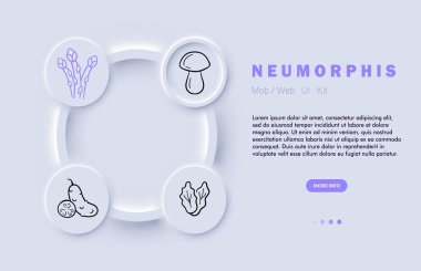 Taze sebze çizgisi ikonu. Salata, yemek, vitaminler, yeşiller, sağlık, diyet, uygun beslenme Neomorfizm steyle vektör çizgisi simgesi