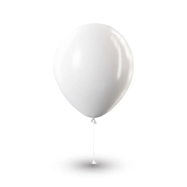 Balão Branco Isolado Sobre Fundo Branco Vetor Realista Cinza Festivo — Vetor de Stock