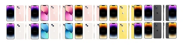 Nuevo Set Iphone Apple Inc Smartphone Con Ios Oro Rosa — Vector de stock