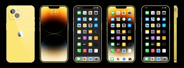New Gold Iphone Apple Inc Smartphone Ios Locked Screen Phone — Stock Vector