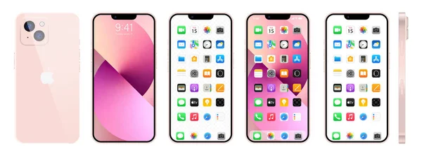 New Pink Iphone Apple Inc Smartphone Ios Locked Screen Phone — Stock Vector