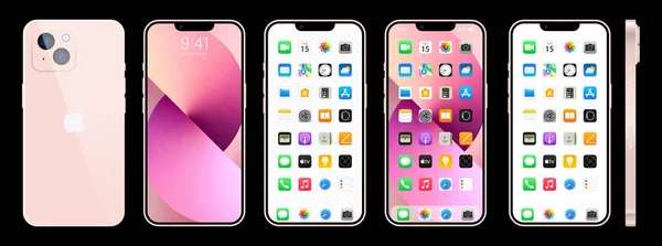 Nuevo Iphone Rosa Apple Inc Smartphone Con Ios Pantalla Bloqueada — Vector de stock