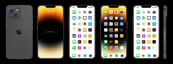Nuevo Iphone Negro Gris Apple Inc Smartphone Con Ios Pantalla — Vector de stock