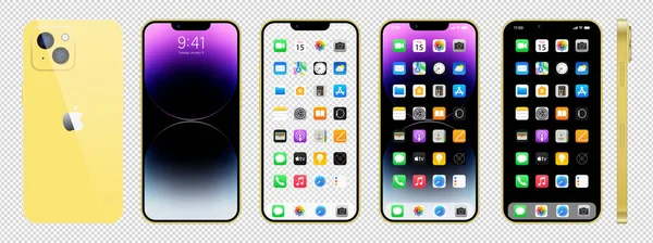 Neues Goldenes Iphone Apple Und Smartphone Mit Ios Gesperrter Bildschirm — Stockvektor
