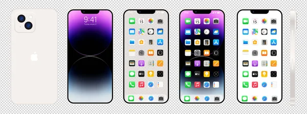 Neues Weißes Iphone Apple Und Smartphone Mit Ios Gesperrter Bildschirm — Stockvektor