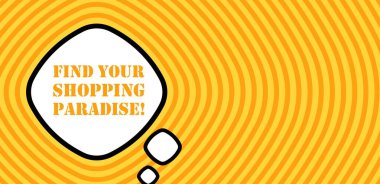 İçinde alışveriş cenneti metninin olduğu konuşma balonu. Bum retro komedi tarzı. Pop sanat tarzı. İş için vektör satırı simgesi