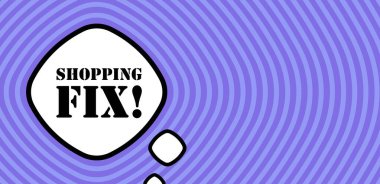 Alışveriş düzeltmeli metni olan konuşma balonu. Bum retro komedi tarzı. Pop sanat tarzı. İş için vektör satırı simgesi