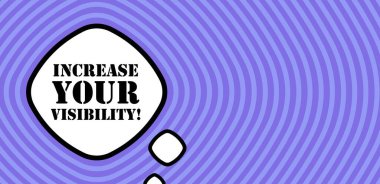 Görünürlük metnini yükselten bir konuşma balonu. Bum retro komedi tarzı. Pop sanat tarzı. İş için vektör satırı simgesi