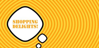 Alışveriş zevkleri metni içeren konuşma balonu. Bum retro komedi tarzı. Pop sanat tarzı. İş için vektör satırı simgesi