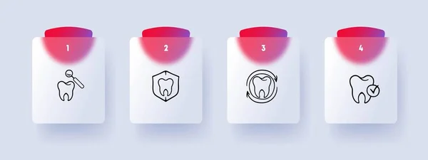 Ikona Zubní Linky Caries Smalt Zubař Dýhy Bělení Zanícené Kořeny — Stockový vektor