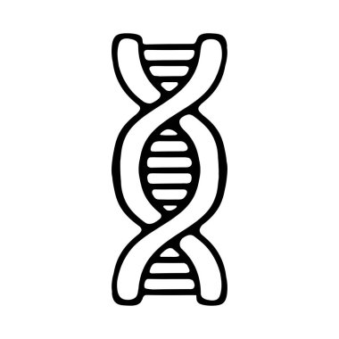 DNA çizgisi simgesi. Kromozomlar, RNA, kalıtım, genom, hücre, biyoloji. İş için beyaz arkaplanda vektör siyah çizgi simgesi