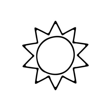 Güneş çizgisi simgesi. Yaz, sıcaklık, tatil, hafta sonu, tatil, sahil, adalar. İş için beyaz arkaplanda vektör siyah çizgi simgesi