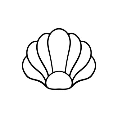 Deniz kabuğu ikonu. Hatıralar, deniz teması, plaj, tatil, tatil, deniz. İş için beyaz arkaplanda vektör siyah çizgi simgesi