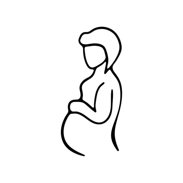 Значок Беременной Линии Упражнения Будущих Матерей Психологическая Подготовка Роды Векторная — стоковый вектор