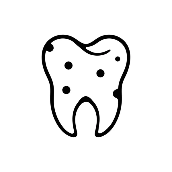 Caries Line Icon Dentist Pain Teeth Filling Hole Disease Sugar — Stock Vector