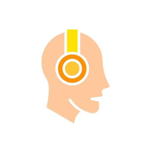Mann Mit Kopfhörer Line Symbol Gadget Musik Streaming Dienste Rock — Stockvektor