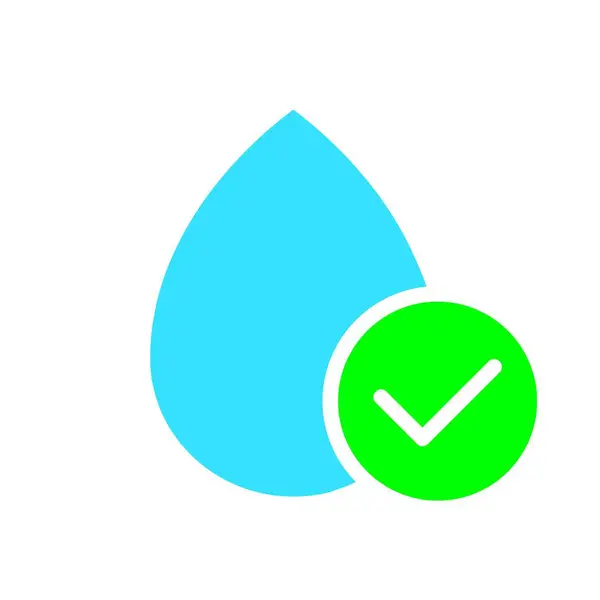 Gota Agua Con Marca Verificación Icono Línea Líquido Humedad Sed — Vector de stock