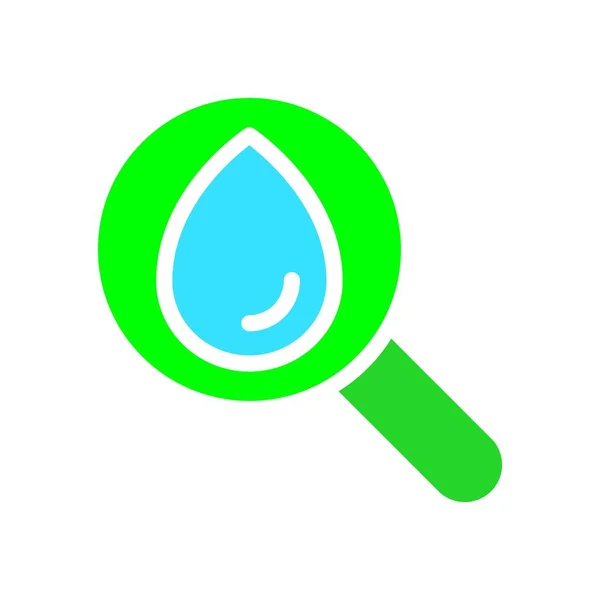 Water Drops Magnifying Glass Line Icon Liquid Moisture Thirst Rain — Stock Vector
