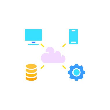 Uygulama satırı simgesi ile bulut kaydetme. Çevrimiçi, bilgisayar, program, servis, internet, ağ, site, iletişim. İş ve reklam için beyaz arkaplanda vektör renk simgesi