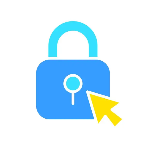 Closed Padlock Mouse Line Icon Security Protection Key Door Password — Stock Vector