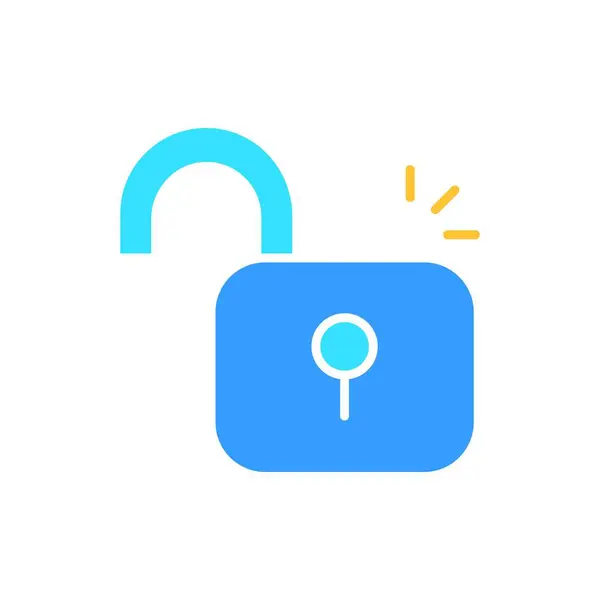 Open Lock Line Icon Security Protection Key Door Password Secret — Stock Vector