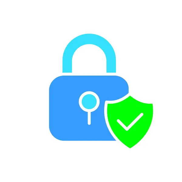 Closed Padlock Check Mark Line Icon Security Protection Key Door — Stock Vector