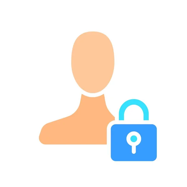 Closed Padlock Man Line Icon Security Protection Key Door Password — Stock Vector