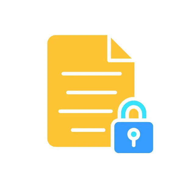 File Lock Line Icon Information Folder Document Work Computer Saving — Stock Vector