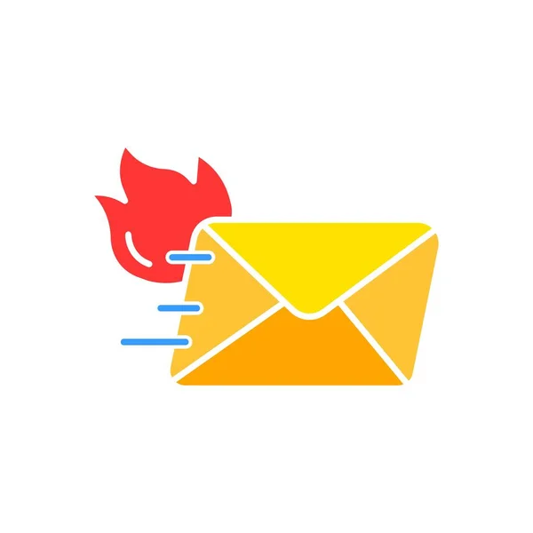 Nachricht Mit Feuerlinien Symbol Brief Mail Umschlag Text Adresse Lieferung — Stockvektor