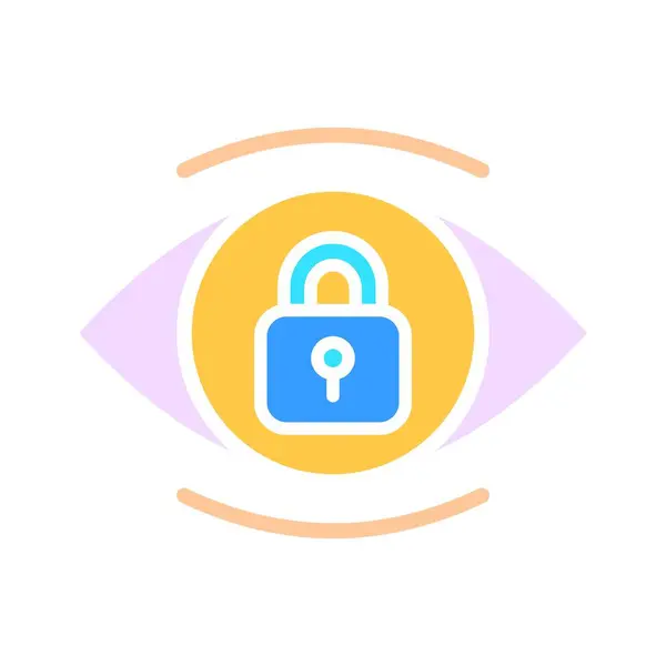 Closed Lock Eye Line Icon Security Protection Key Door Password — Stock Vector