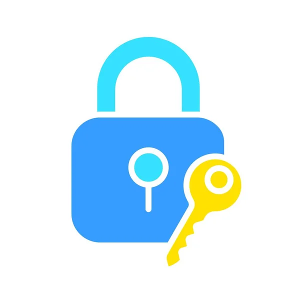 Closed Lock Key Line Icon Security Protection Key Door Password — Stock Vector