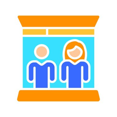 Yatak sırası ikonunda yatan evli bir çift. Evlilik, aile hayatı, birlikte zaman geçirmek, mobilyalar. İş ve reklam için beyaz arkaplanda vektör renk simgesi