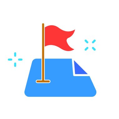 Bayrak çizgisi simgesiyle ana hat haritası. Coğrafya, çalışma, bilim, kıta, ülke, dünya, coğrafya. İş ve reklam için beyaz arkaplanda vektör renk simgesi