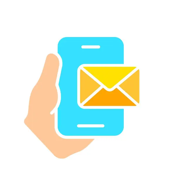 Smartphone Mit Mail Zeilensymbol Gadget Soziales Netzwerk Anwendungen Internet Technologie — Stockvektor