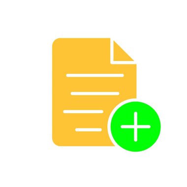 Artı satır simgesi içeren dosya. Bilgi, klasör, belge, iş, bilgisayar, kaydetme. İş ve reklam için beyaz arkaplanda vektör renk simgesi