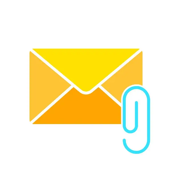 Bericht Met Papieren Clip Line Icoon Brief Mail Enveloppe Tekst — Stockvector