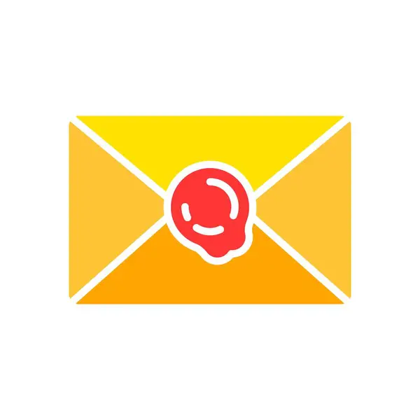 Mensaje Con Icono Línea Sello Cera Carta Correo Electrónico Sobre — Vector de stock