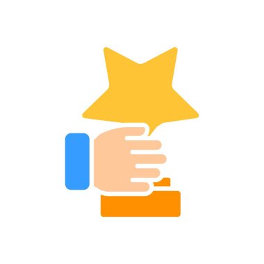 El, bardak sırası ikonunu kaldırır. Reyting, favoriler, beğeni, reyting, çizelgeler, zafer, şampiyonluk. İş ve reklam için beyaz arkaplanda vektör renk simgesi.